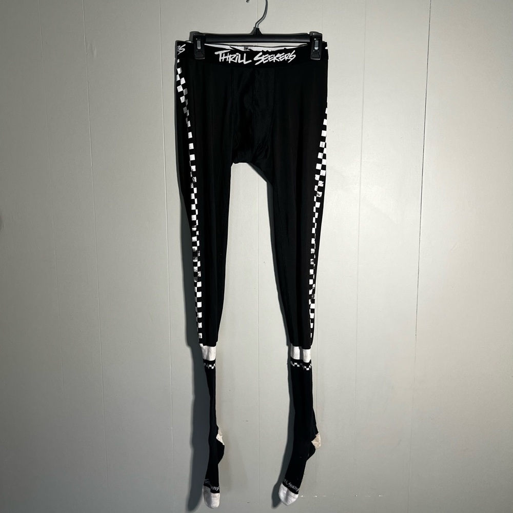 Thrill Seekers Men’s L/XL | Motocross Leggings | Checkered Under Layer Pants